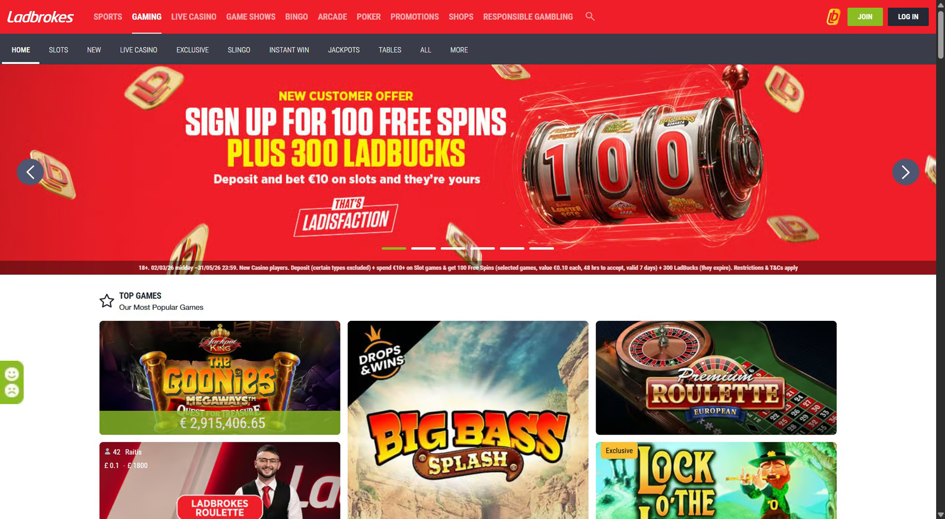 10. Ladbrokes Casino - Reliable Payforit Casino Pick